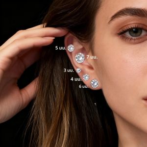 ต่างหูเพทายแวววาวและประณีต นอนหลับฟรีโดยไม่ต้องถอด ของขวัญที่ดีสําหรับแฟนและแม่