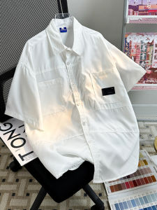 Japanese-Style Retro Workwear Shirt Mens Short-Sleeved Summer Thin Loose Trendy Boys Multi-Pocket Shirt Coat Mens