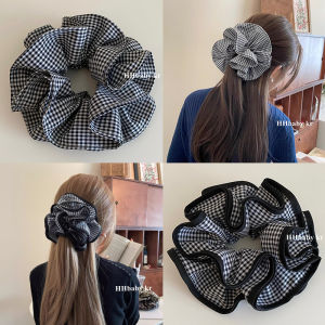 Black White Double Layer Plaid Lace Hair Ties Womens Hair Bands High End Feeling Hair Bands Small Niche Design Hair Accessories