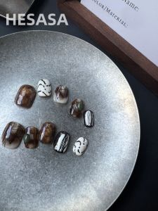 Hesasa Pure Handmade Wearable Nail Art Design High-End Sensation Ins Style Gradient Line Soft Color Series from Mainland China