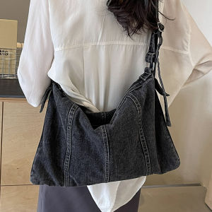 Retro เดนิม กระเป๋าสะพายข้างความจุขนาดใหญ่ ผู้หญิง กระเป๋าสะพายไหล่เดี่ยวใต้วงแขน ฤดูร้อน เวอร์ชั่นเกาหลีใหม่ความรู้สึกสูง