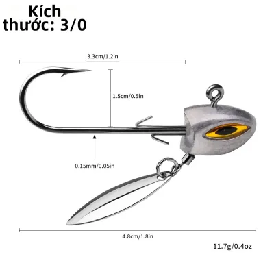 Móc Câu Jig Head Billings Có Lưỡi Quay Cho Câu Cá Bass Nước Ngọt Nước Mặn Làm Từ Thép Carbon Cao Có Ngạnh.