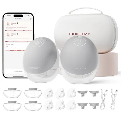 Momcozy Hands Free Breast Pump Mobile Flow | M9 Upgrade Electric & App Control Personalized Multi-Modes & 15 Levels Wearable Pump Breastfeeding 24mm
