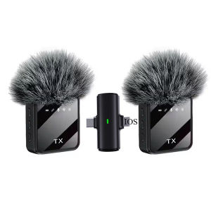 Mini Wireless Lavalier Microphone for iPhone Android with Noise Cancellation Portable Wireless Mic for Video Recording Interview