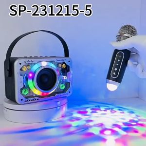 ลำโพงคาราโอเกะ ไร้สาย รุ่น V9 Space Capsule ขนาดเล็กพกพาง่าย ชาร์จได้ พร้อมไมโครโฟนไร้สาย 1 ตัว มีไฟทั้งไมค์ และลำโพง LED light ลำโพงบลูทูธ ลำโพงพกพา KTV karaoke bluetooth Type-c aux usb