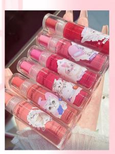 Cappuvini Bubble Lip Glaze Moisturizing Shiny Water Light Reflecting Whitening Lip Gloss Cat Theme Transparent Lipstick Honey