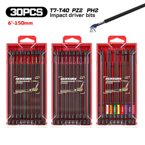 Geinxurn 2/6 Inches PZ2/PH2/T7-T40 Impact Screwdriver Bits Set Mechanical Case for Auto Repair
