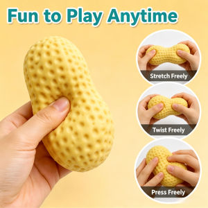 Peanut Squishy Stress Ball Squeeze Toy Crunchy Squeaky ASMR Fidget Toy Sensory Stress Relief Hand Toy for Adults