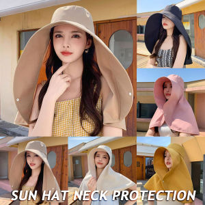 Large Brim Sun Protection Hat Neck Shawl Bucket Hat Upf 50+ Summer Outdoor Beach Sun Hat For Women Visor Cap For Women Summer Hat For Women Beach Sunscreen Shawl Fisherman Hat Uv Anti Wide Brim Women Sun Hat Simple Ponytail Cap Hiking Bucket Hat Famale