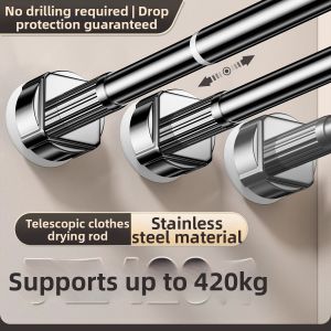 Multifunctional Extendable Stainless Steel Clothes Rod