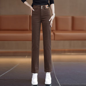 Khaki Straight Leg Jeans Womens Spring Autumn New Small Size Pear Shape French Bread Pants High Waist Smoked Tube Pants