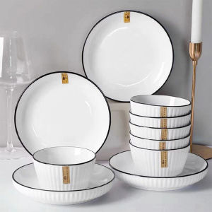 ชุดเซรามิค จาน ชาม สไตล์มินิมอล ทนต่ออุณหภูมิสูง ชามสไตล์ญี่ปุ่น Ceramic tableware