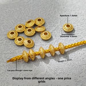 925 Sterling Silver Gold Plated DIY Bracelet Accessories Engraved Flying Saucer Spacer Beads Pad Loose Beads Fashion Jewelry