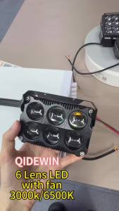 6 Lens LED Auxiliary MotorcycleSpotlight Dual Color Fog Lamps High Power Headlights with Fan Driving Lamp for Car Truck SUV UTV