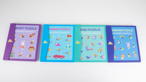 Tangram Puzzle Set for Kids | 4 Puzzle Books + 3 Shape Themes | Montessori Geometric Brain Teaser Travel Game | STEM Educational Birthday Gift for Boys Girls 3+