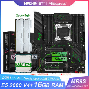 MACHINIST X99 MR9S Motherboard LGA2011-3 kit Set Intel Xeon E5 2680 V4 CPU DDR4 2*8GB RAM ATX NVME SATA M.2 USB3.0 Four channels