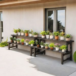 AW ชั้นวางต้นไม้ เหล็กเคาร์บอน ชั้นเหล็ก ชั้นวางกระถางต้นไม้ ขาตั้งดอกไม้เหล็ก2/3ชั้น กันน้ำกันสนิม รับน้ำหนักได้200กก