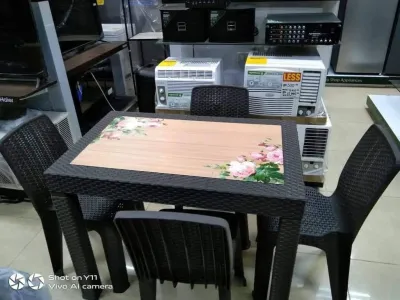 4 SEATERS RATTAN STYLE TABLE AND CHAIRS ‼️