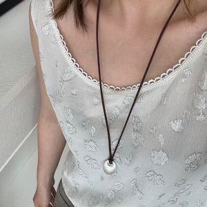 Long Pendant Heart Shaped Necklace Fashionable Bloggers Matte Finish Sweater Chain Versatile Stylish Ins Style for Women