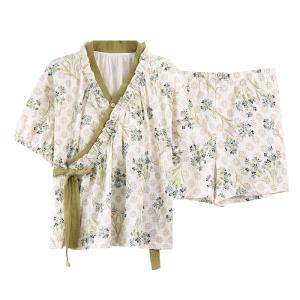 Miiow | Womens Summer Short Sleeve Kimono Style Sleepwear Set With Chest Pad Home Wear Outdoor Wearable Comfortable Breathable Ice Silk