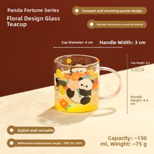 LOTUS BLUE | Cute Home Glass Teacup with Handle