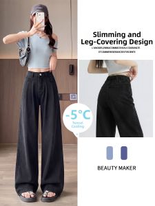 YAYANGREN | Thin Summer Black Tencel Jeans Pants