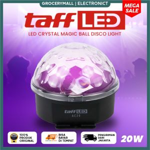( TERBAIK ) TaffLED Lampu Proyektor LED Crystal Magic Ball Disco Light 20W - AC20 - White Lampu disko warna warni RGB