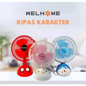 Kipas meja Karakter merek Welhome Portable Mini 10 inch Kipas Dinding Tembok Hello Kitty SNI MJ Elektric