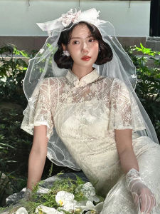 เรียบหรู หูฟังเจ้าสาววินเทจ สีขาว เครื่องประดับผมดอกไม้สําหรับชุดแต่งงานถ่ายภาพท่องเที่ยวและงานแต่งงานปลายทาง