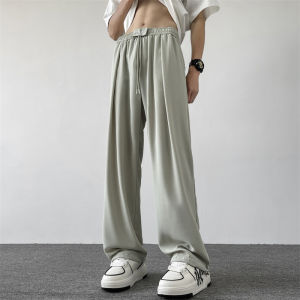 Black Casual Mens Pants Summer Loose Straight Leg Floor-Length Trousers Fashionable Japanese Brand Casual All-Match Loose Fit