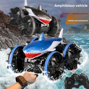 Remote Control Shark Amphibious Car Watch Induction Amphibious Boat Stunt Boy Toy Childrens Day Gift Cross-Border Amazon