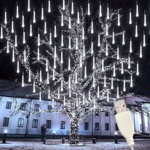 30/50cm Fairy Lights 8 Tubes Christmas LED Meteor Shower USB Operated Holiday Outdoor Wedding Garden Ramadan Decoration 2025