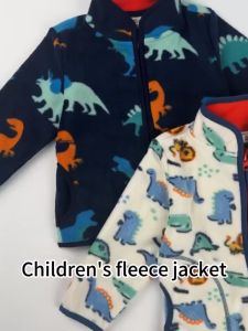 Kids High Quality Fleece Jacket Printed Dinosaur Design Coats Tops Cardigan for Kids Boys and Girls 2-10 Years Old