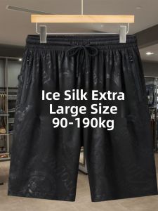 Ice Silk Mens Extra Large Size Shorts Summer Thin Casual Outdoor Wear Cool Five-Quarter Pants Loose Fit High Waist Fashion Urban Style