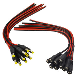 5 Cái/10 Cái 5.5X2.1 Mm Nam Nữ Bộ Cắm 12V DC Hình Heo Cáp Cho Camera Quan Sát 24V DC Cổng Kết Nối Đuôi Dây Nối Dài