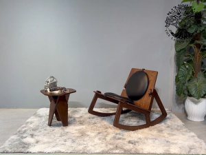 Ghế bập bênh thư dãn lắp ghép cao cấp ghế lười đọc sách gỗ plywood rocking chair tối giản cổ điển
