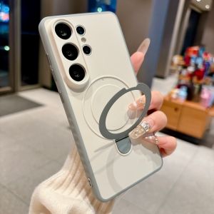 Luxury 360° Rotation Stand Magnetic Silicone Case for Samsung Galaxy S22 S24 Plus S23 S25 S26 Ultra for Magsafe Shockproof Cover