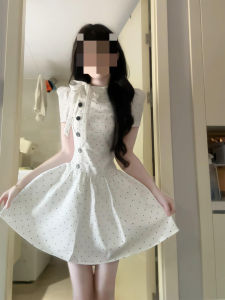 SENWA | French Style Polka Dot A-line Short Dress for Petite Figures