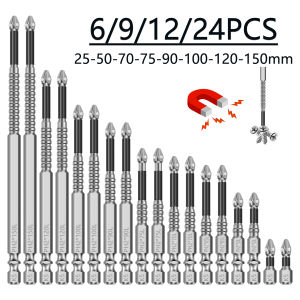 K5 High Magnetic Screwdriver Drill Bit Set Universal Anti-Slip Teeth Phillips Magnetic Electric Screwdriver Set Lengths 25-150mm
