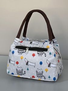 New 2023 Canvas Handbag Zipper Vegetable Buying Outdoor Change Small Bag Soft Handle Folding Womens Handbag Floral Print