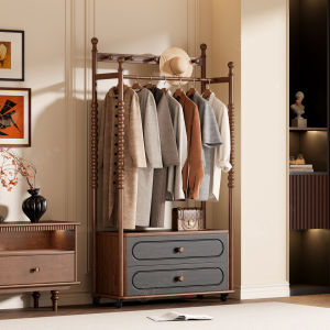 FALANSIJIA | French Vintage Wooden Clothing Rack Drawer Mobile