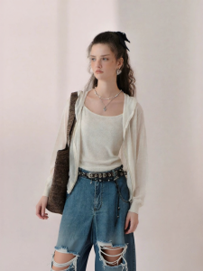 AIVEI | Spring New Loose Hooded Knitwear Set