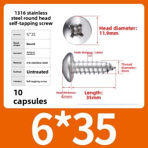 BAIRUITE | 316 Stainless Steel Self-Tapping Screw