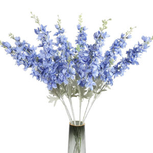 2Pcs Delphinium Artificial Flower 85cm Long Larkspur Stem Silk Flower Bouquet for Home Room Garden Outdoor Wedding Decoration
