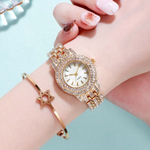 New Arrivals Fashion Womens Watches Elegant Stainless Steel Alloy Strap Waterproof Quartz Watches Ladies Luxury Rhinestone Wrist Watch Round Bracelet Wrist Watch Fashion Korean Watch for Women jam tanggan perempuan
