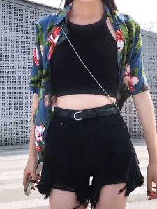 กางเกงยีนขาสั้น เอวสูง สไตล์เกาหลี สำหรับผู้หญิง 825 สีฟ้าอ่อน