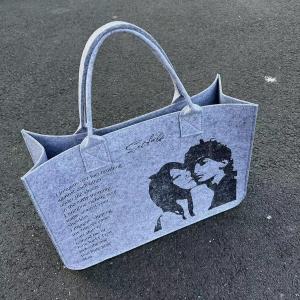 NewVintage Series Commemorative Item Portrait Slogan Felt Tote Bag Fashionable Canvas Handbag for Youth Washable And Foldable