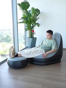 Portable Inflatable Sofa Cushion Music Festival Camping Lazy Sofa Beach Lounger Folding Single Person Couch Chair