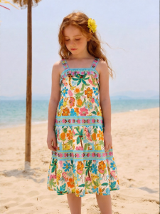 PPTOWN | Summer Princess Strap Dress for Girls Beach Resort Elegant