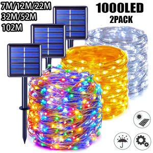 Solar String Outdoor LED Light Garden Fairy Lights 7m/12m/22m/32m/52m/102m Led Twinkle Waterproof Lamp for Christmas Party Decor